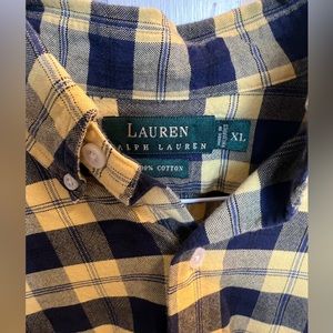 Lauren Ralph Lauren Men’s‎ XL Yellow, Blue Plaid Button Down Flannel Shirt